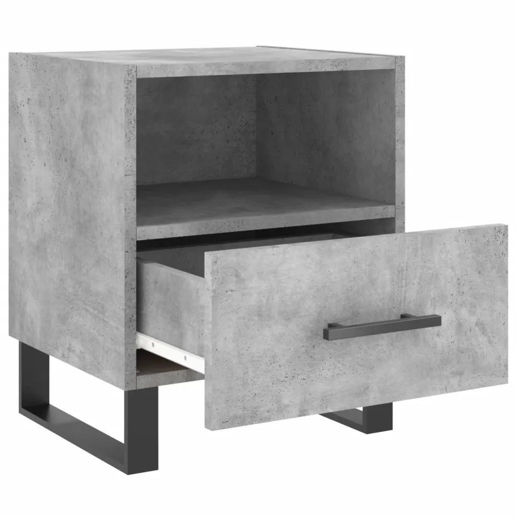 Comodino | Armadio da Notte | Mobiletto da notte Grigio Cemento 40x35x47,5 cm in Legno Multistrato