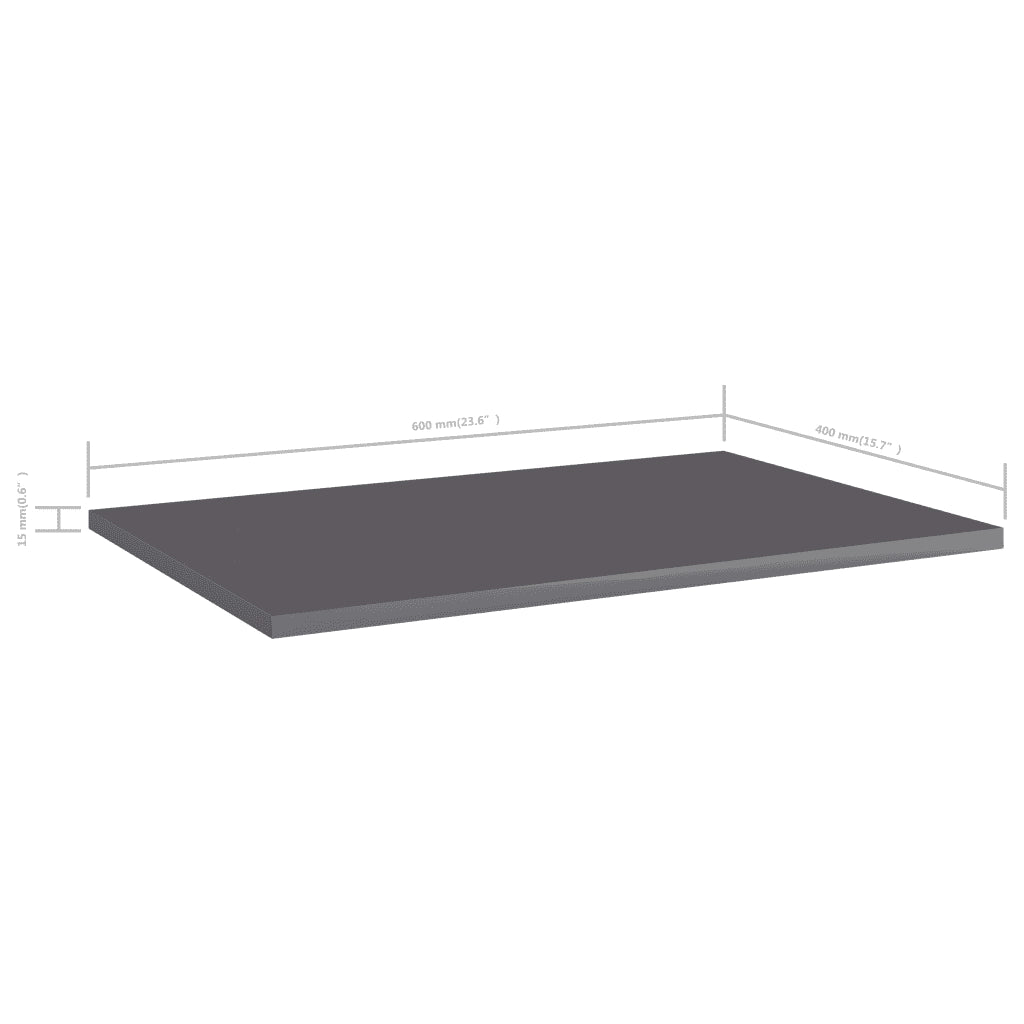 Ripiani per Libreria 4pz Grigio Lucido 60x40x1,5cm Multistrato 805264