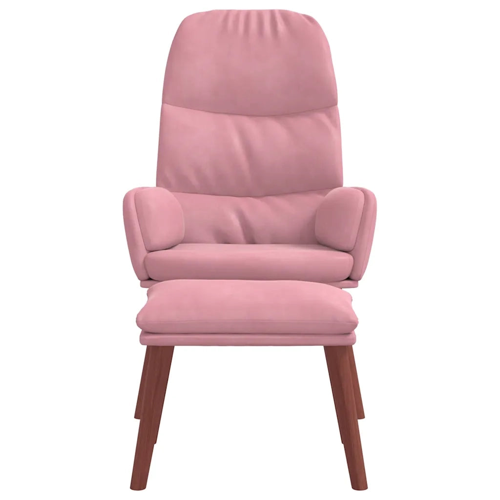 Poltrona Relax con Poggiapiedi Rosa in Velluto 3315120
