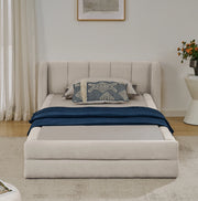 Letto Singolo 90x200cm - Xylo - Testiera in Tessuto Chenille Beige (Senza Materasso)