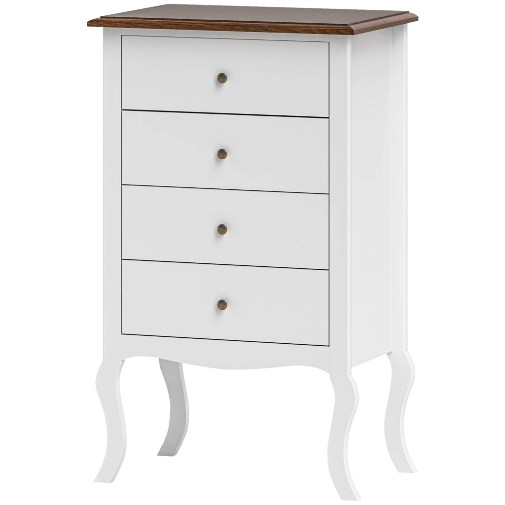Cassettiera con 4 Cassetti ¨C Zephmum ¨C Bianco e Rovere 60x40x98,5 cm