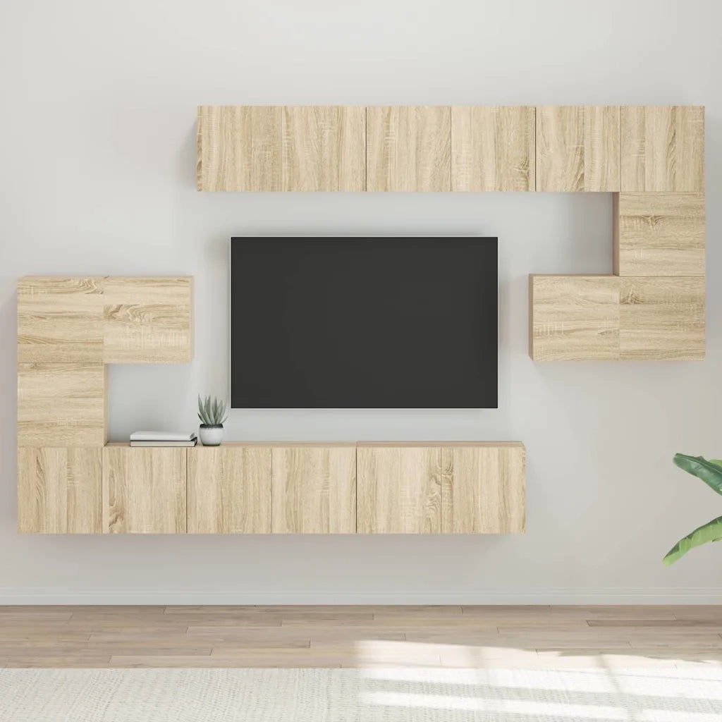 Set di Mobili Porta TV 10 pz-Credenza per TV Rovere Sonoma in Legno Multistrato 834899