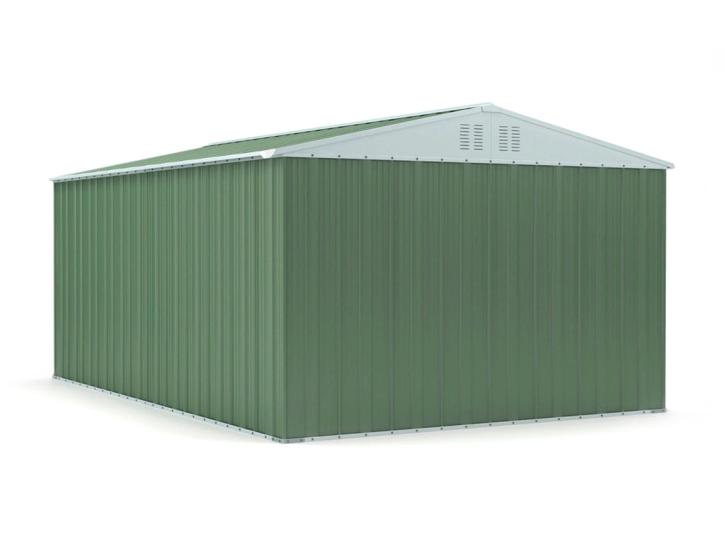 Box giardino in acciaio deposito attrezzi utensili capanno in lamiera zincata 327x459cm x h 215cm - 201 kg - 15,01 mq VERDE
