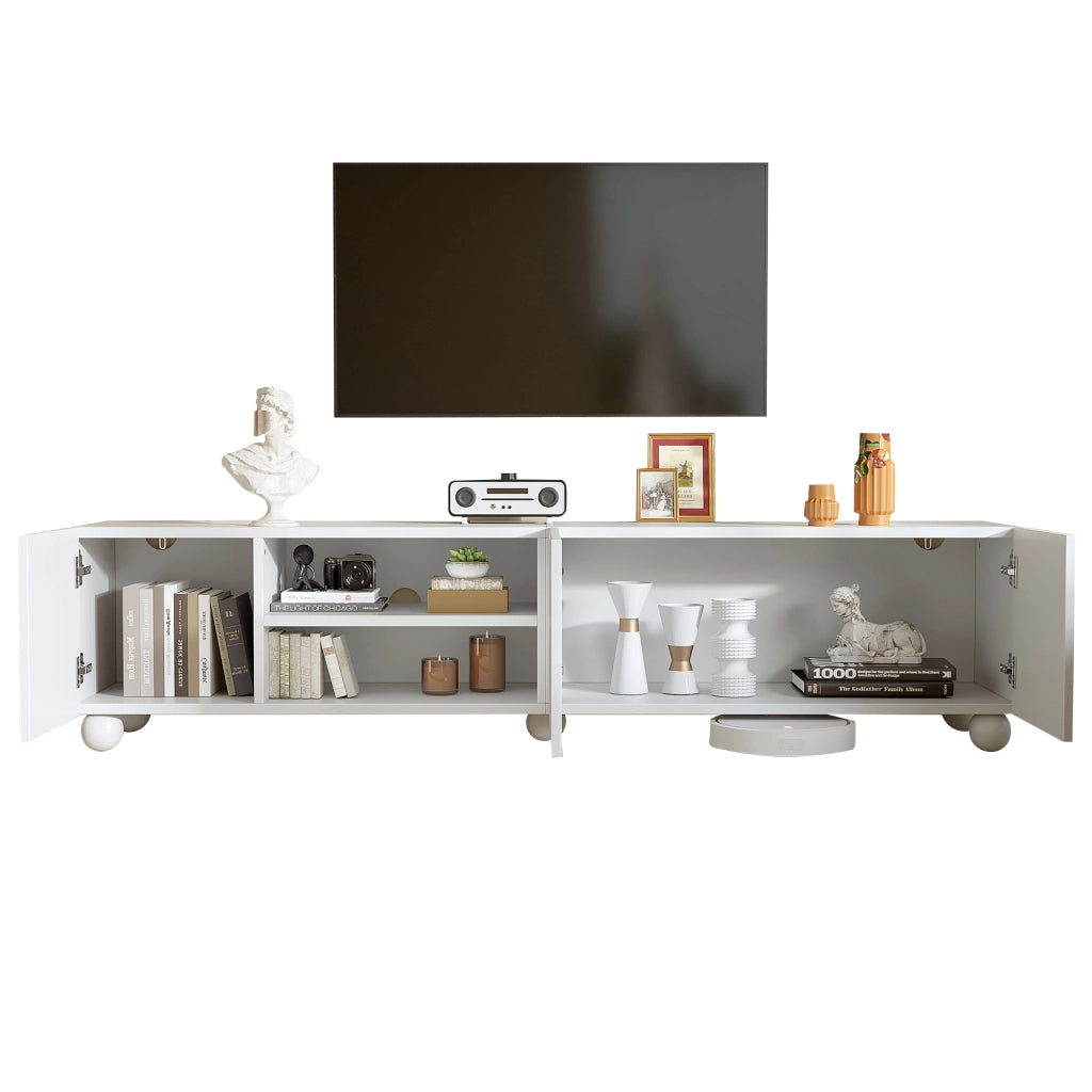 Mobile TV 200 cm ¨C Xylo ¨C Bianco, 3 Ante, Legno, Soggiorno, Supporto TV fino a 80 Pollici