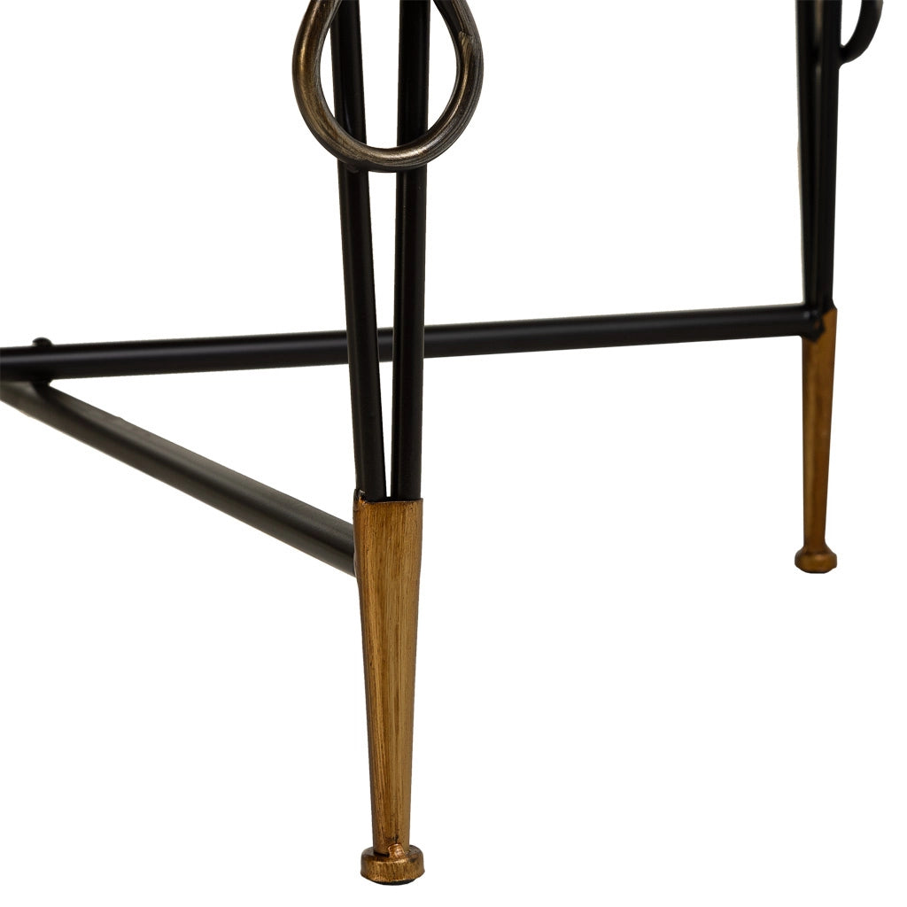 Tavolino in legno e metallo nero 78x78x53h cm