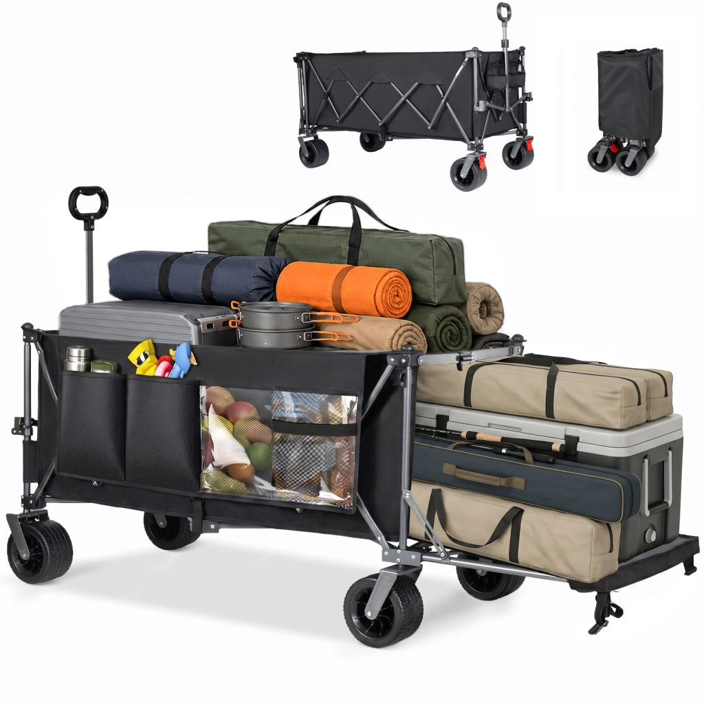 Carrello pieghevole allungabile con ruote per terreni diversi