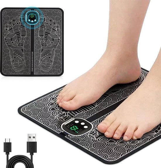 Apparecchio di massaggi per i piedi EMS elettromagnetico pieghevole portatile per migliorare la circolazione ridurre il dolore muscolare 8 modalità 19 intensità caricabile