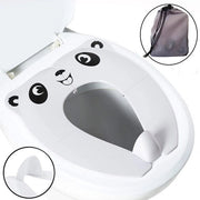Porta WC Portatile con Stampante con Disegni Bianchi con Tasca Lavabile Grigia - Bagno Portatile per Bambini - Adatto per Campeggio e Vacanze - Dimensioni 36x29 cm