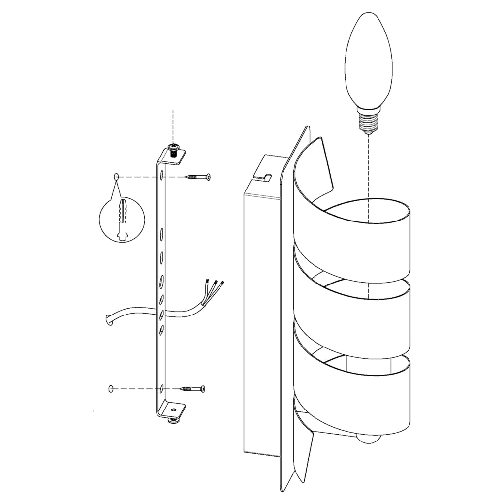 Applique Moderna Elizondo Acciaio Nero 1 Luce E14
