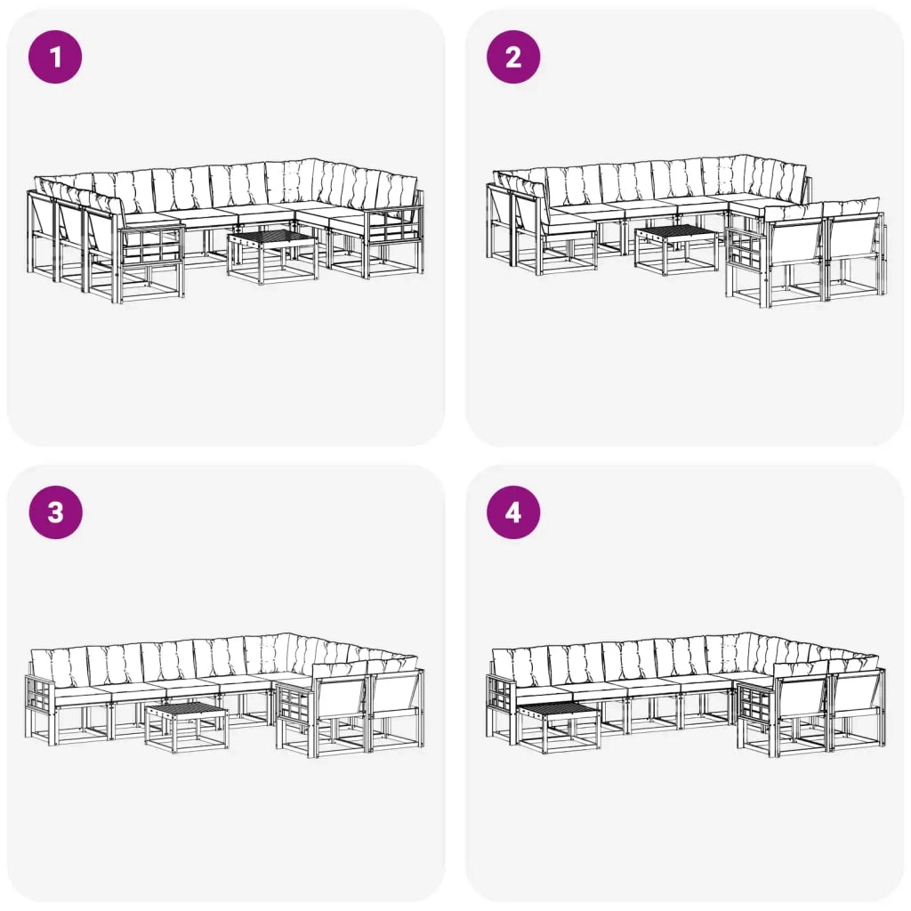 Set di divani da esterno 10 pz Bianco e Nero 3389890