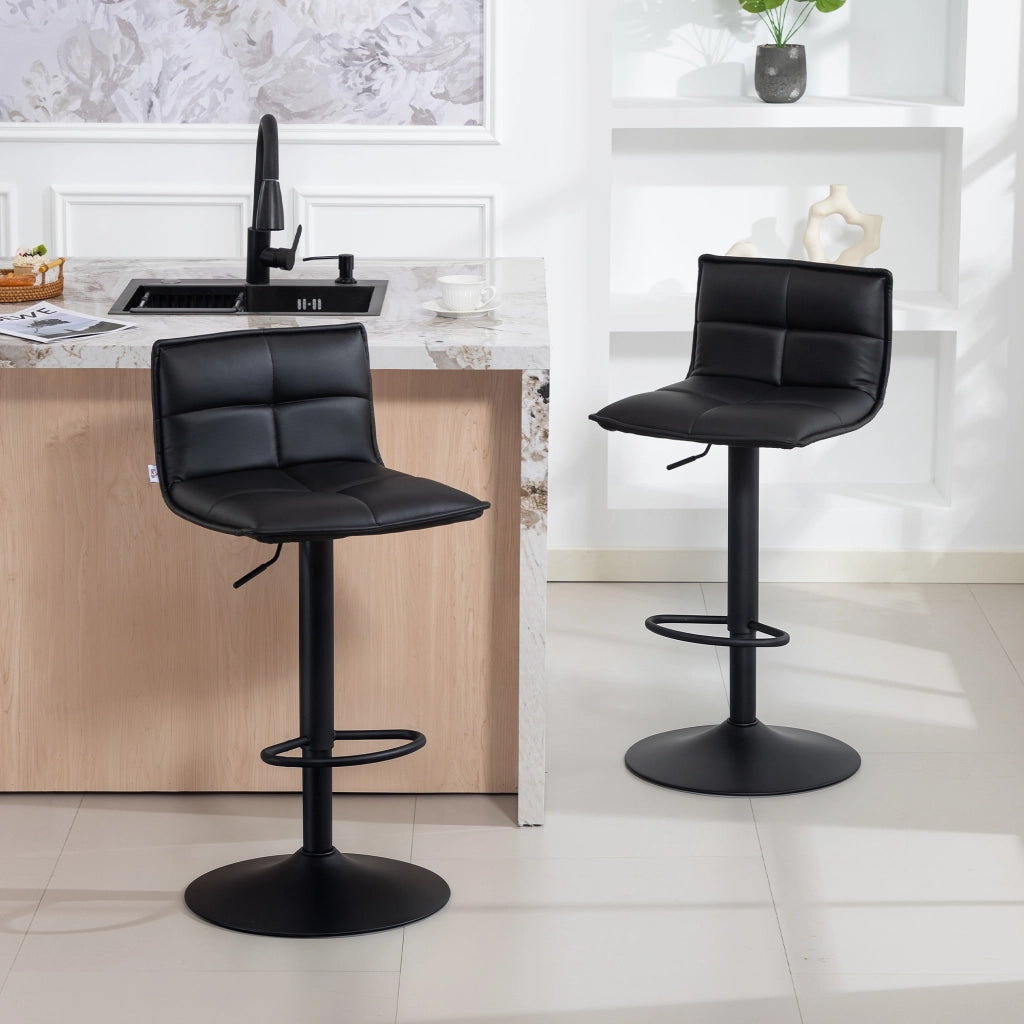Sgabelli da bar regolabili in altezza con sedile girevole ¨C zephmum ¨C PU nero 44x45x85-106 cm