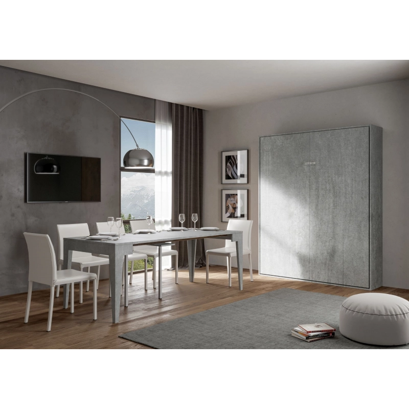 Letto a scomparsa 160 verticale Kentaro - Cemento