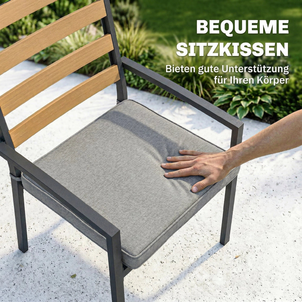 Set Tavolo e Sedie da Giardino ¨C zephmum ¨C 7 Pezzi in Legno con Cuscini
