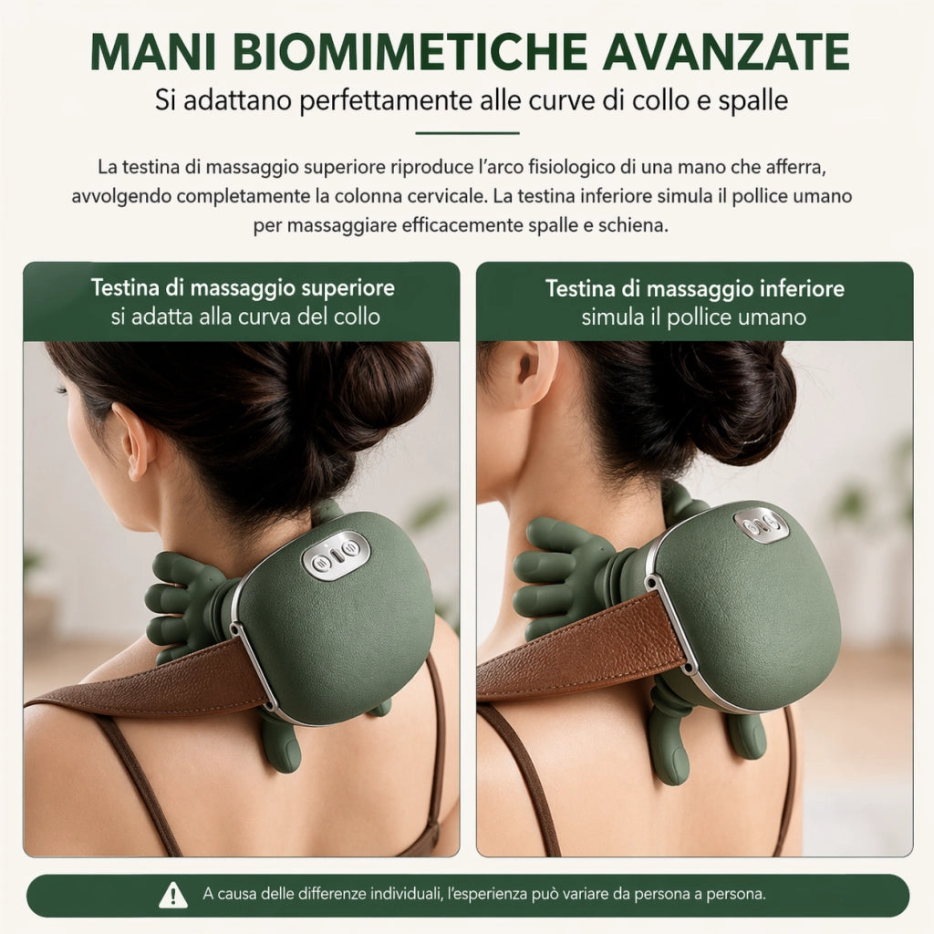 Massaggiatore Per Collo Cervicale e Spalle 4D Shiatsu Con Calore Senza Fili USB