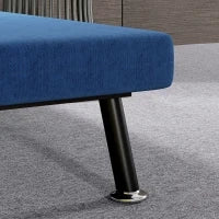 Poltrona Letto con Schienale Regolabile in 5 Posizioni, in Tessuto Effetto Lino e Acciaio, 75x70x75 cm, Blu Scuro