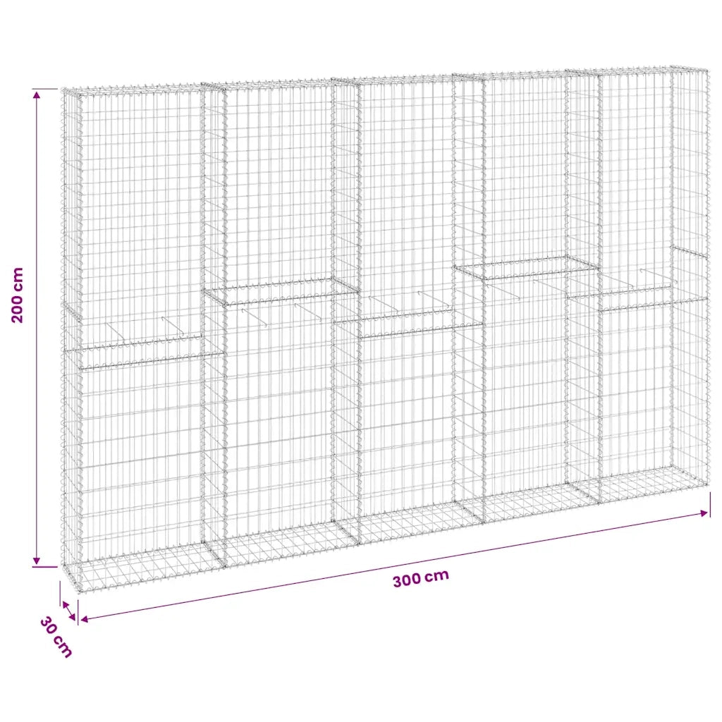 Gabbione in Acciaio Zincato Coperto 300x30x200 cm 147823