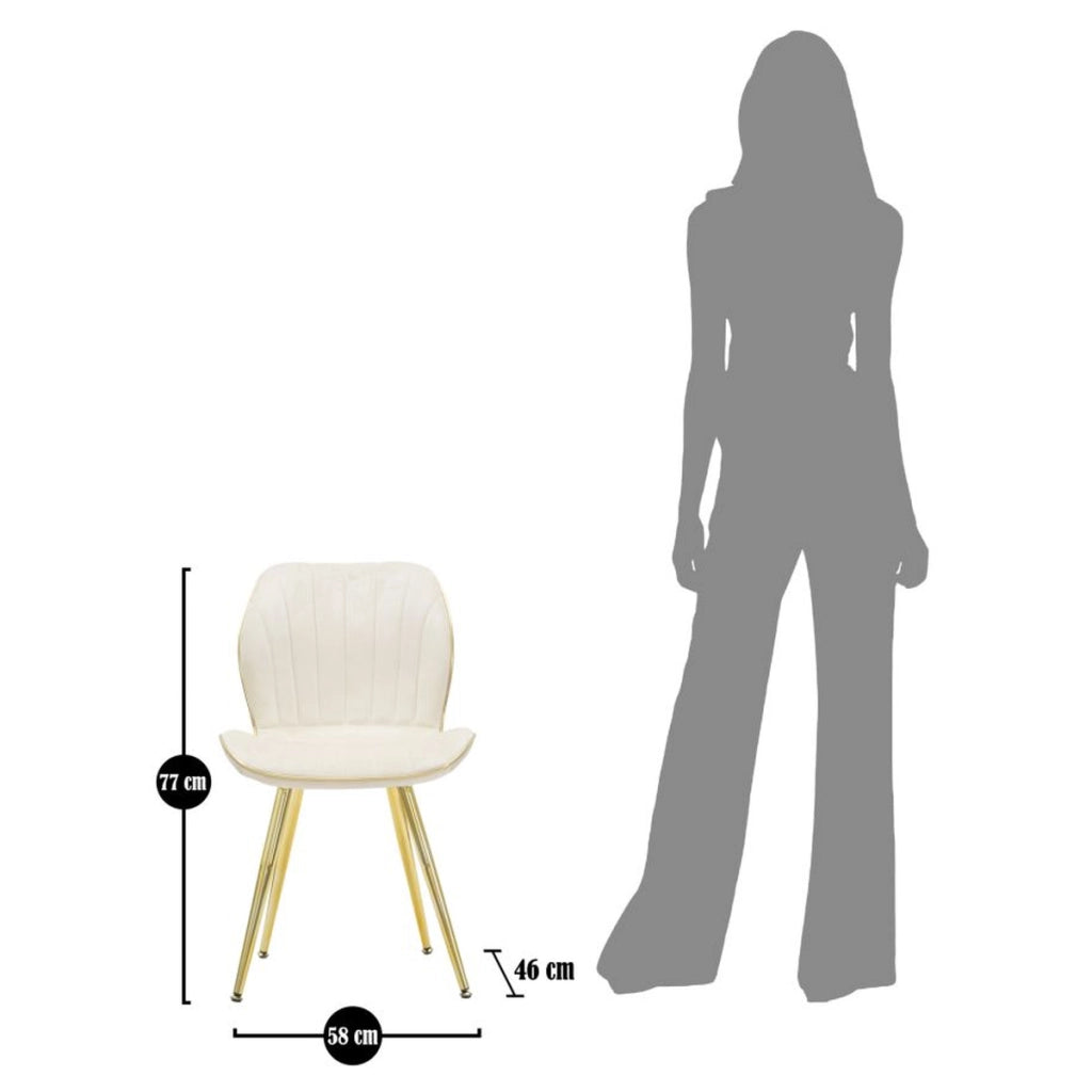 Set di 2 Sedie VKH383, Beige, Metallo, 46x58x77 cm