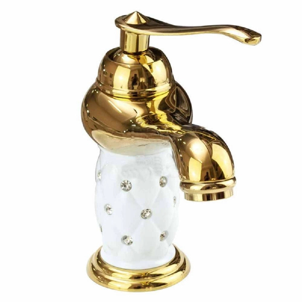 Trade Shop - Rubinetto Per Lavabo Con Brillantini Miscelatore Bagno Monoforo Oro Basso 52149 -