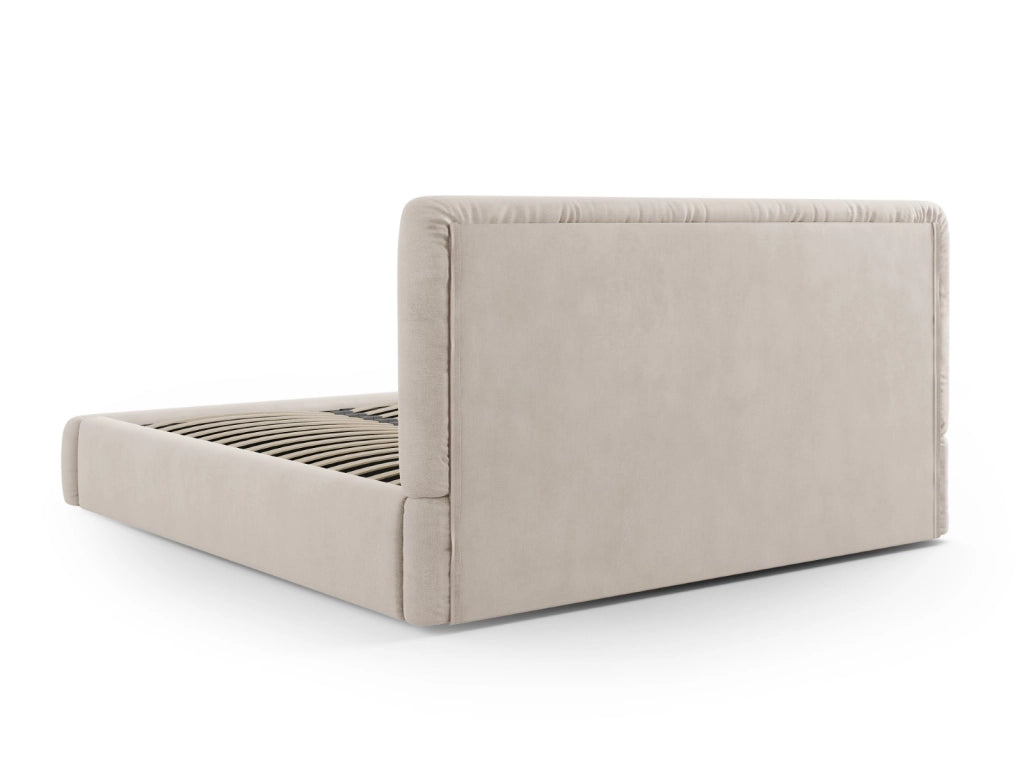 Cosmopolitan Design - Letto a cassettone con testiera "Colonel" 200x200cm in ciniglia beige 
