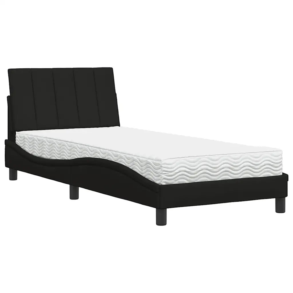 Letto con Materasso Hanko Nero 90x200 cm in Tessuto 3310505