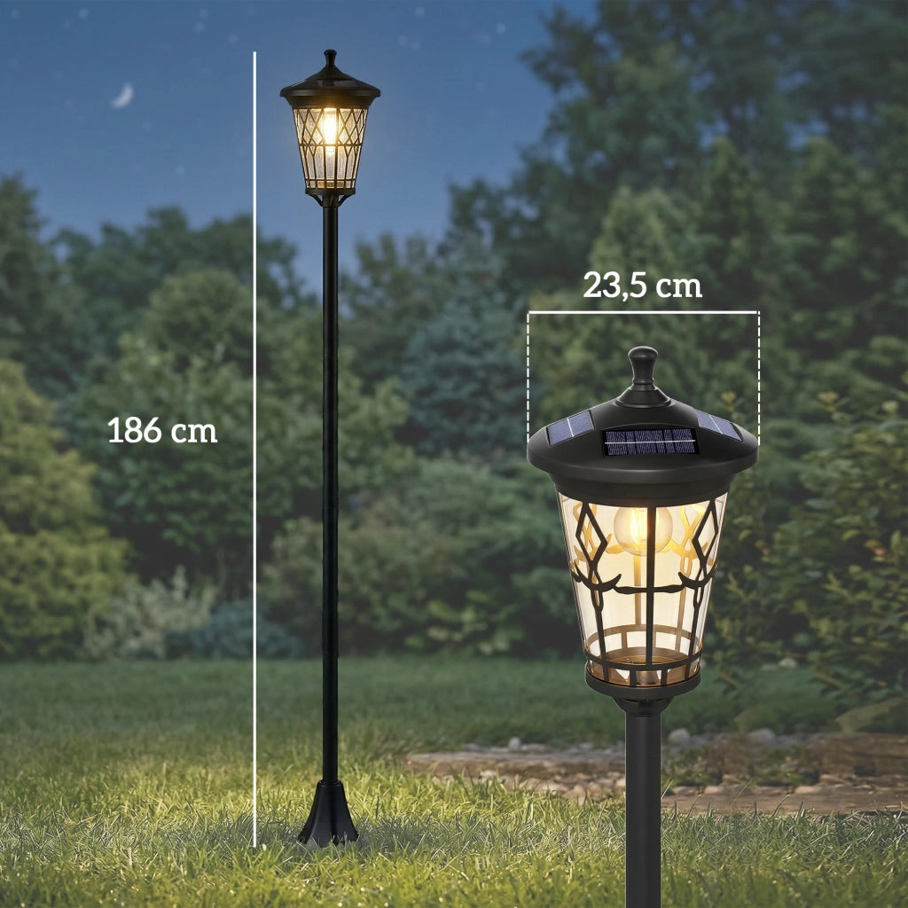 Set Farola Solare da Giardino ¨C zephmum ¨C 2 Pezzi, Nero, IP44