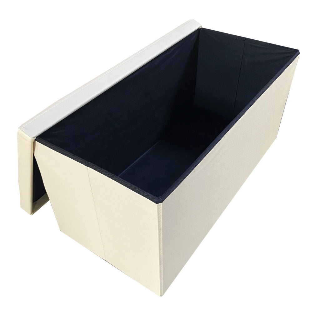 Puff Ottomano rettangolare pieghevole in similpelle 76x38x38 cm | Nyana Casa | Stile ottomano | Similpelle resistente | Nero, grigio e beige