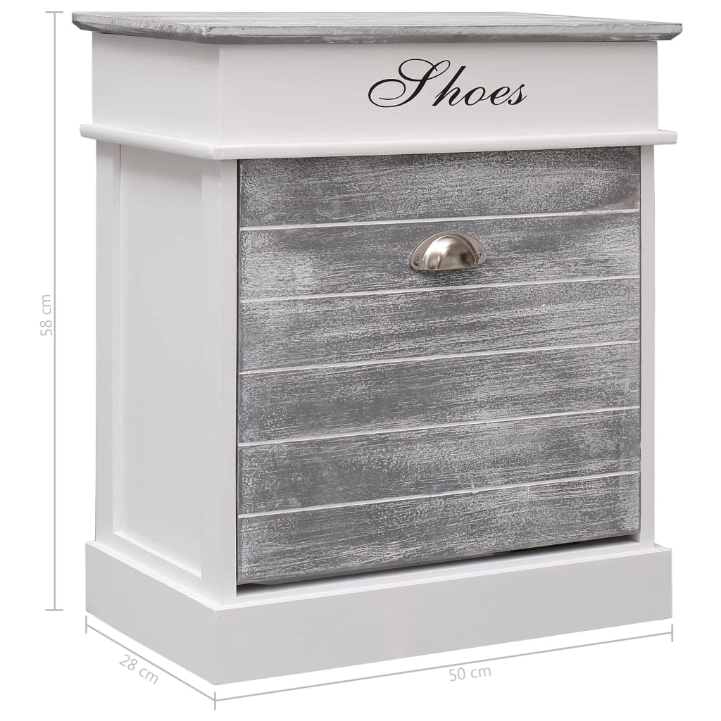 Scarpiera mobile contenitore per scarpe mobile per ingresso/corridoio/soggiorno 50 x 28 x 58 cm legno di Paulownia grigio 02_0021771