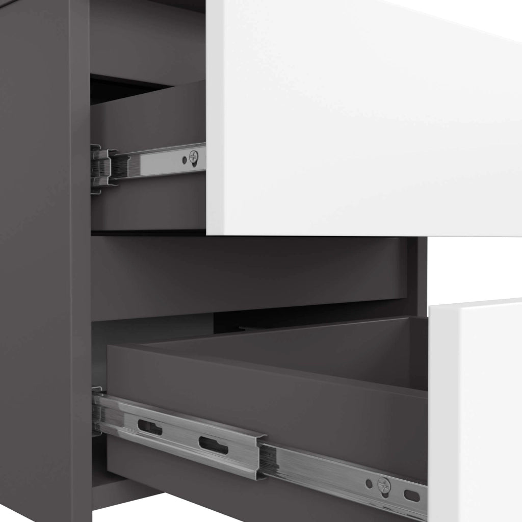 Comodino AKORD CL2 Grigia Grafite 40 cm 2 cassetti inserto frontale Bianco 40x35x40 cm