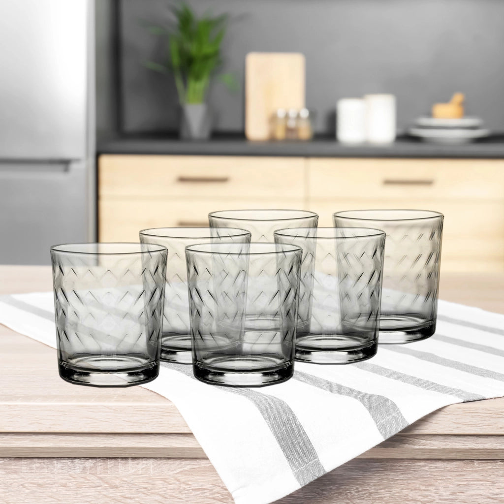 SET DI 6 BICCHIERI MODELLO ZIG ZAG REALIZZATI IN VETRO PER ACQUA CAPIENZA DA 250 ML