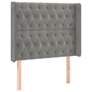Testiera | Testata ad Orecchio Grigio Chiaro 103x16x118/128 cm in Velluto