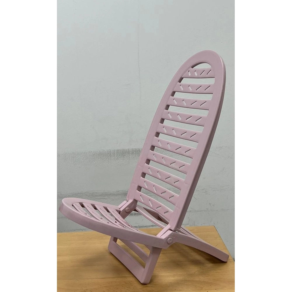 Trade Shop - Set 2pz Spiaggina Pieghevole Rosa Cipria In Plastica 40x40x86cm Mare Piscina 023509 -