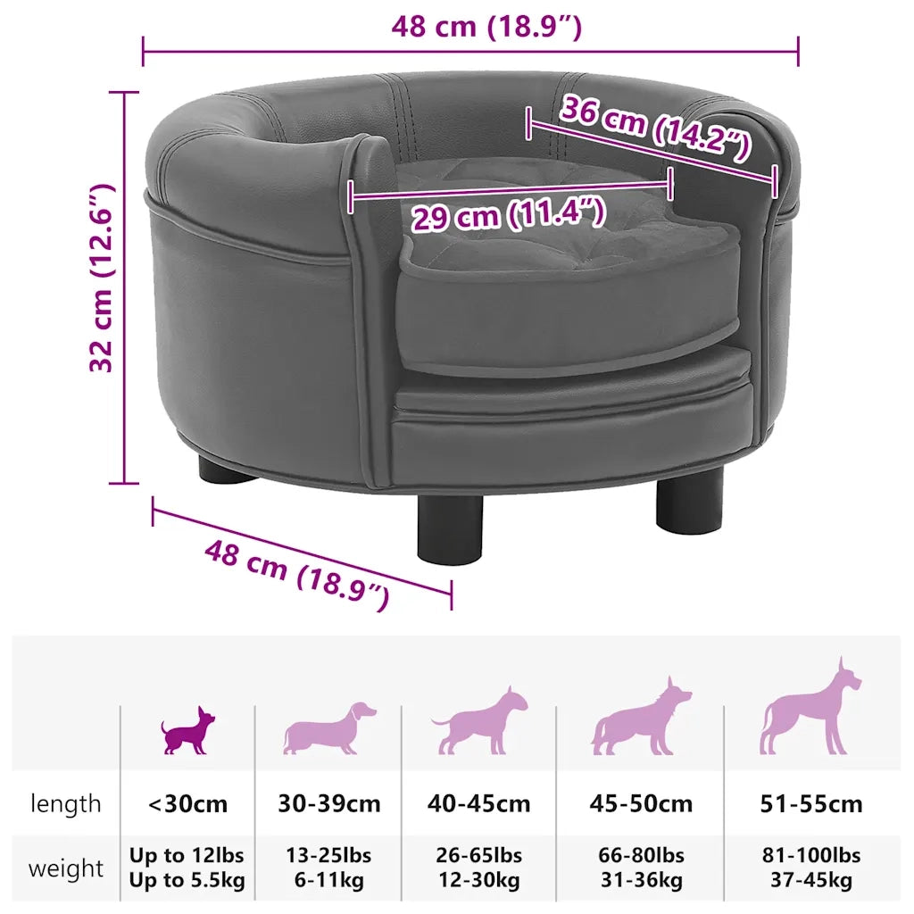 Divano per Cani Grigio 48x48x32 cm in Peluche e Similpelle CFW2662364
