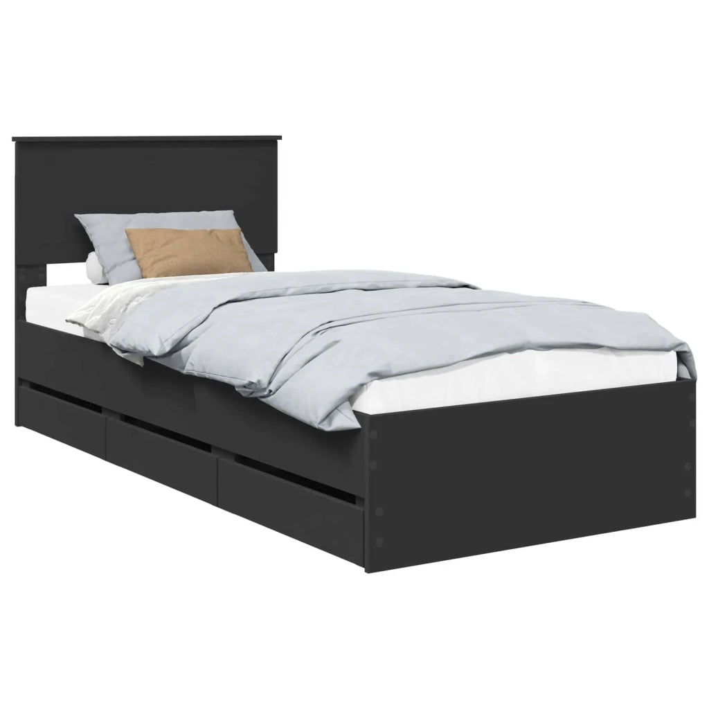 Struttura del letto-Giroletto Nero 90 x 190 cm Legno Ingegnerizzato 887172