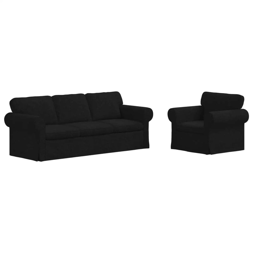 Set di divani 2 pcs Nero 215 x 82 x 80 cm Tessuto