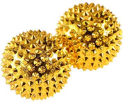 Massaggio con palline acupresso, 1 coppia di palline di massaggiamento acupresso, punti di pressione acupresso, palline di massaggiamento magnetiche, giallo oro, palline di massaggiamento a punte per il massaggio