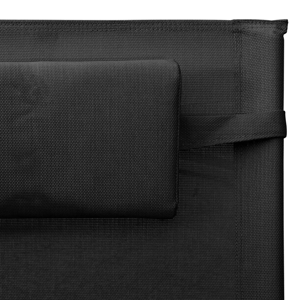 Lettino Prendisole in Textilene Nero e Grigio cod mxl 23086