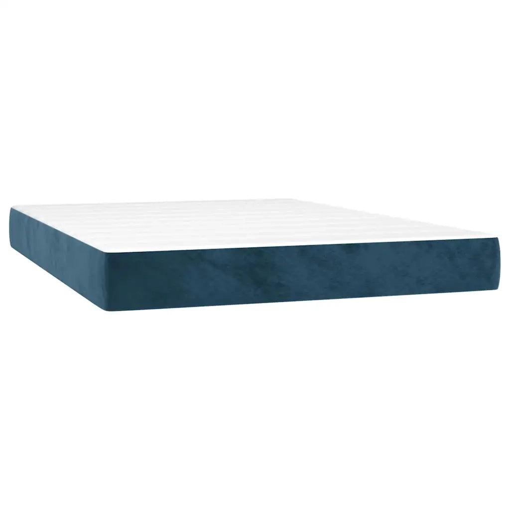 Letto a Molle con Materasso e LED Blu Scuro 140x200 cm 3134649