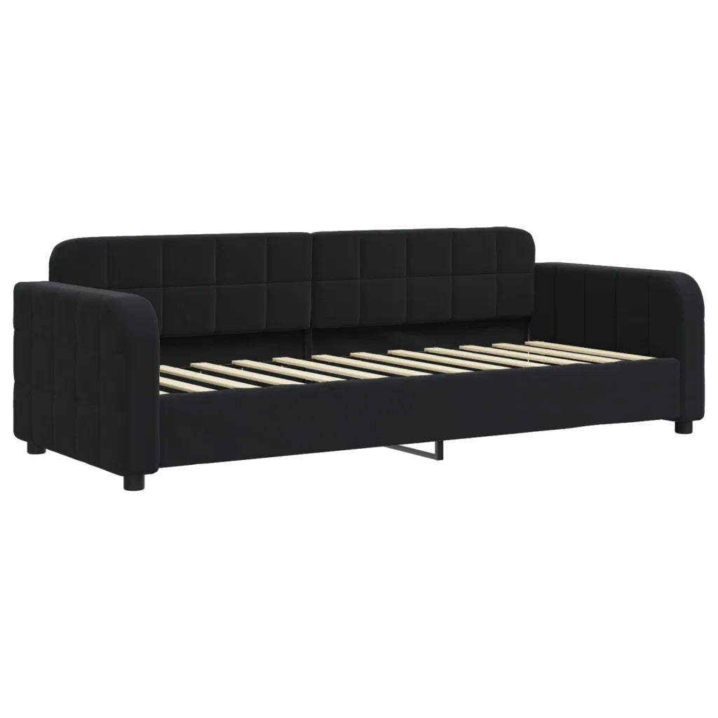 Divano letto | Sof¨¤ letto | Letto singolo Estraibile con Cassetti Nero 80x200 cm in Velluto