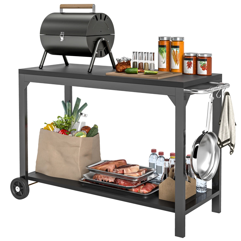 Carrello da giardino con ruote ¨C Xylo ¨C acciaio nero 135x55x86,5 cm