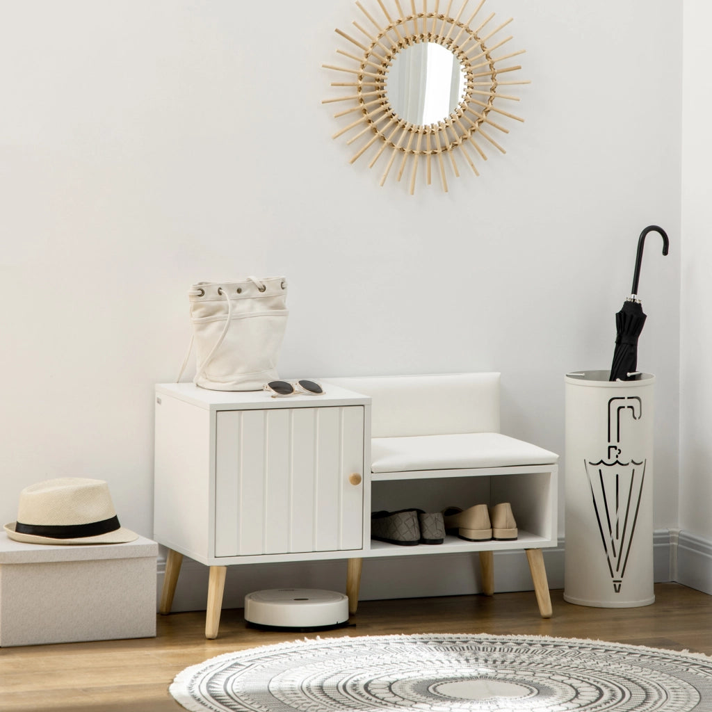 Scarpiera con ripiano e appendiabiti ¨C zephmum ¨C bianco 80x33x49 cm