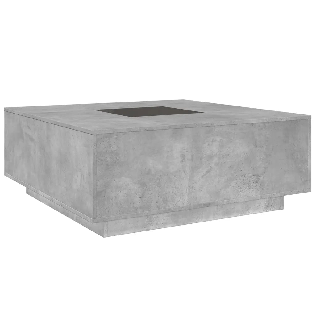 Tavolino Salotto con LED Infinity Grigio Cemento 100x100x40 cm
