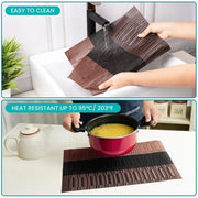 Placemats in koper e black 6-pack - Placemats in PVC antislip e resistenti alle abrasioni - Facili da pulire, tappeti da tavolo termoresistenti per cucina, tavolo da pranzo, ristorante e hotel.