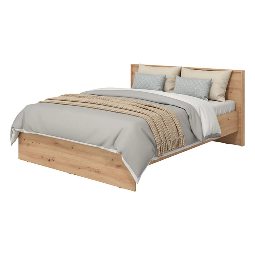 Letto Matrimoniale Gamalero, Letto Matrimoniale Dimensione Materasso 160x200 cm, Marrone Rovere Nodi