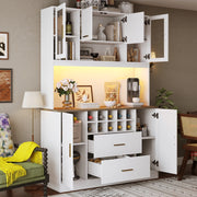 CREDENZA 120x36,3x180 cm con LED e prese USB, MDF bianco/nero