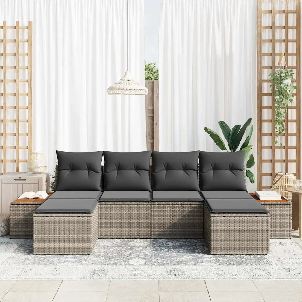 Set Divano da Giardino con cuscino 6 pcs Grigio polyrattan 3348140