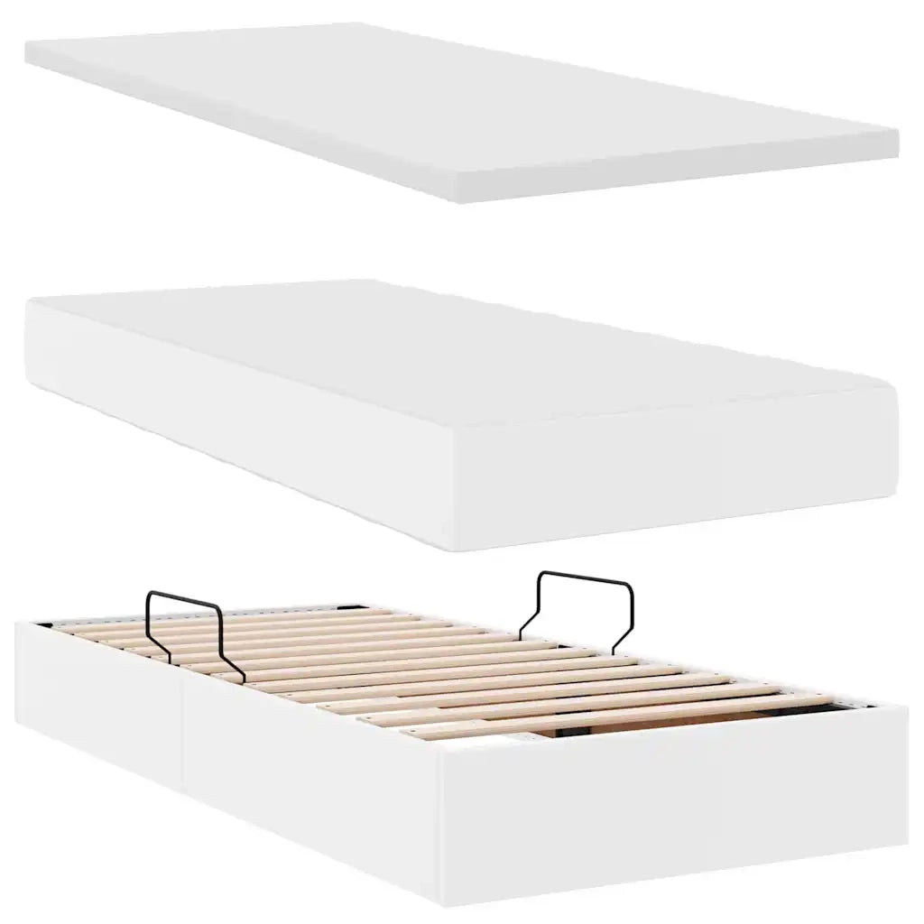 Letto con contenitore e materasso Bianco 90 x 190 cm