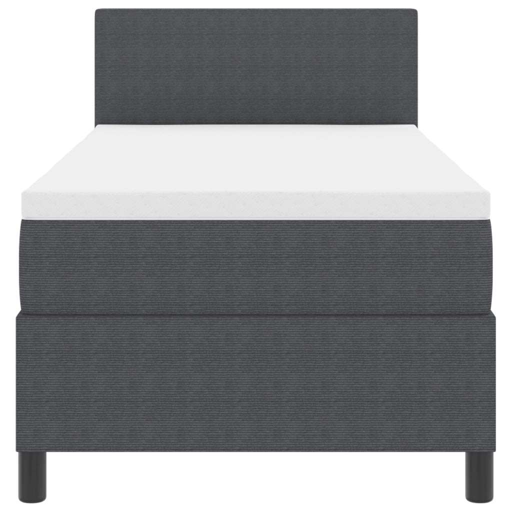 Letto con Box Spring con Materasso Grigio Scuro 80x200 cm Tessuto di Corduroy