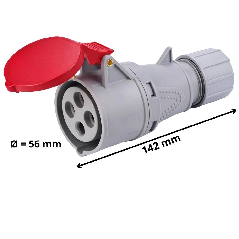 Ecova presa industriale mobile cee trifase rossa 380v 3p+t ip44 6h *** ampere 16 ampere, confezione 1