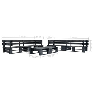 Set Divani da Giardino su Pallet 6 pz Nero in Legno 277436