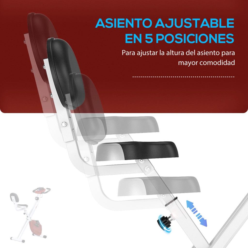 Cyclette Pieghevole ¨C Xylo ¨C Resistenza Magnetica, Sedile Regolabile, Cardiofrequenzimetro, 43x97x109 cm, Rosso
